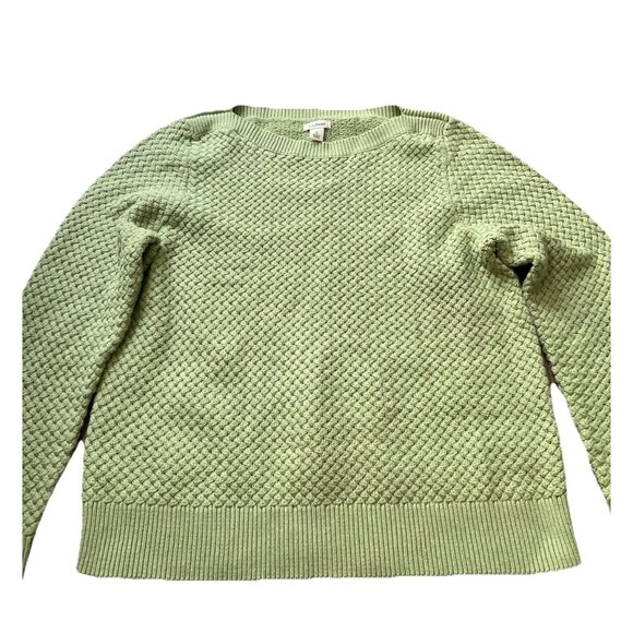 Vintage LL Bean Women’s Size M Knitted Mint Green Sweatshirt Crew Neck Sweater - Picture 1 of 14